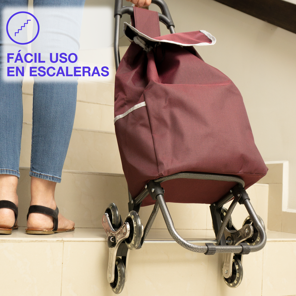 Carrito de Compras Resistente de 6 Ruedas para Escaleras